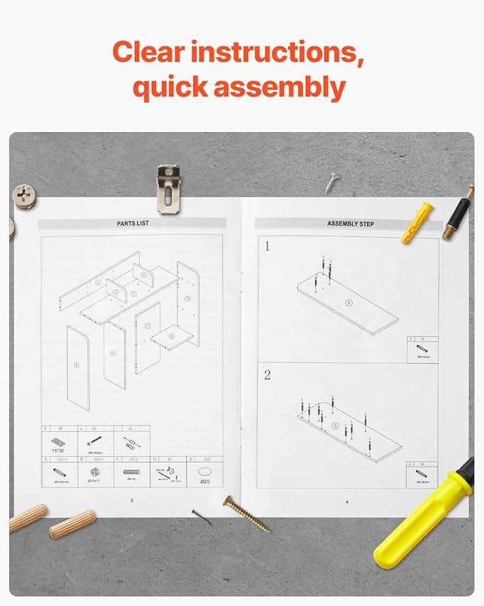VEVOR Wood Desk Shelf, Desktop Bookshelf, Desk Storage Hutch with 6 Shelves, Office Countertop Organizer 3-Tier Display Rack, with Anti-Slip Feet Pads, for Office, Home & Dorm, Natural