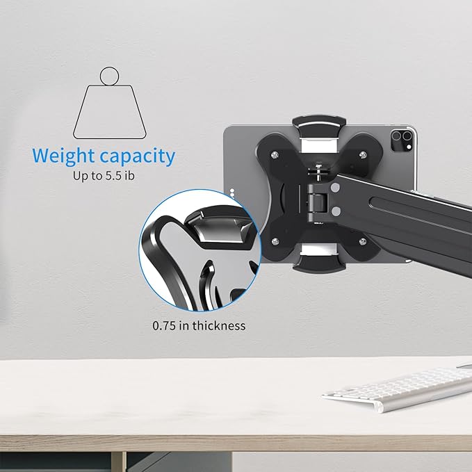 Pholiten Universal VESA Mount Adapter for Tablets, 2-in-1 Laptops, 15.6 inch Portable Monitors & Phone,ESA 100x100, Adjustable Laptop Holder, Extend to 6.1-8 inch