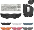 Angel Wing Keyboard Wrist Rest Set, 3 Piece Cloud Wrist Rest for Computer Keyboard with Mouse Wrist Rest and Coaster, PU Leather Memory Foam Wrist Support for Office, Home and Gaming (Black-A)