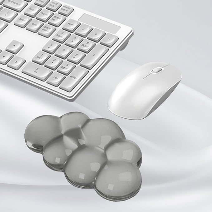 Gel Cloud Mouse Wrist Rest, Cute Wrist Support and Arm Support for Mouse Rest Typing Pain Relief，Suitable for Office/Computer/Laptop/Gaming (Transparent Gray)