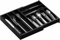 SpaceAid 2.5" High Bamboo Silverware Drawer Organizer with Labels, Kitchen Utensil Expandable Tray Holder for Flatware, Cutlery, Spoon and Knives Drawer Storage Organization (Black)