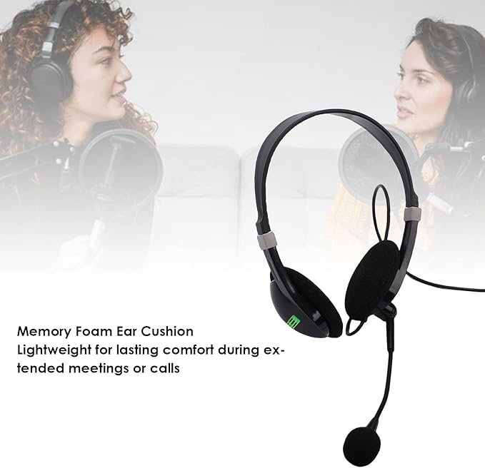 Jectse USB Headset with Microphone, Noise Canceling in Line Control HD Stereo Wired Headset for PC Computer Laptop Call Center Office