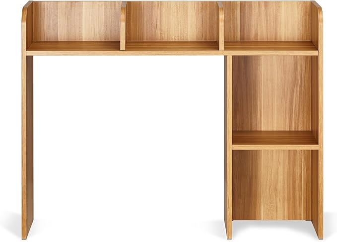 VEVOR Wood Desk Shelf, Desktop Bookshelf, Desk Storage Hutch with 6 Shelves, Office Countertop Organizer 3-Tier Display Rack, with Anti-Slip Feet Pads, for Office, Home & Dorm, Natural