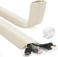 4ft Cord Covers for Wires on Floor, LZEOY Extension Floor Cable Cover, Beige Floor Cable Management, Hide Cord Cover Floor, Electrical Cable Hider Cord Protector Floor, Cable Cavity: 0.78" W x 0.32" H