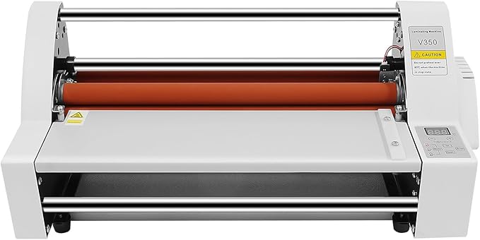 V350 Hot Cold Roll Laminator, 110V Digital Control Thermal Hot Cold Roll Laminator with 2 Heating Modes, Commercial Laminating Machine with Digital Control Panel, Used for Cross-Patterned Films