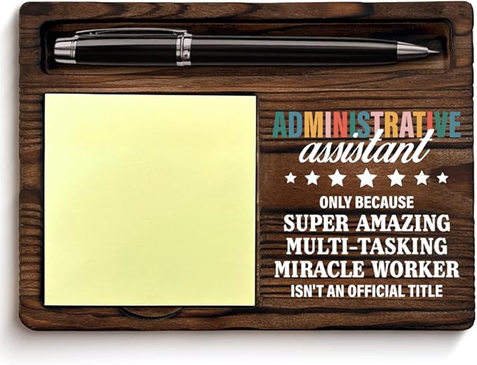 Administrative Assistant Gifts for Women Men, Thank You Gift for Admin Assistants Secretary Miracle Worker, Administrative Assistant Sticky Note Holder for Office Desk Decor
