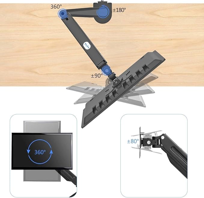 Suptek Monitor Mount Gas Spring Monitor Arm Desk Mount Fully Adjustable Fits 17 20 22 23 24 26 32 inch Monitors Weight Capacity up to 22 lbs