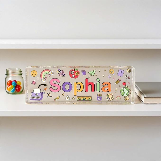 Custom Desk Name Plate, Teacher Name Plate for Desk, Office Decor for Women, Coworkers, Employee (S7)