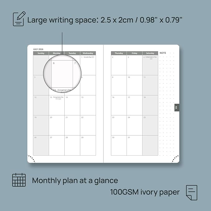 POPRUN Weekly Planner 2026 Pocket Size Calendar (4" x 6.25") 12 Months Notebook with Horizontal Layout, Leather Soft Cover, Inner Pocket, 100GSM Thick Paper, Pen Holder - Claret