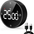 USB Rechargeable Magnetic Kitchen Timer for Cooking, Building 800mAh Battery Large Display Digital Countdown Countup Timer, 3 Preset 5/15/25 Mins Loud Alarm for Baking Grilling Studying