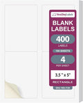 NextDayLabels 3.5x5 Inch Rectangle Stickers White Blank Labels for Laser Inkjet Printer - 4 Per Sheet Self-Adhesive Shipping Address Mailing Made in USA - 400 Labels