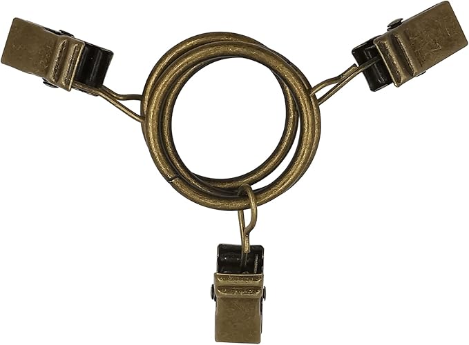 LLPJS 100 Pack Curtain Rings with Clips, Curtain Clip Rings Hooks, Bow Hanger Clips for Hanging Drapery Drapes Bows, Ring 1 inch Interior Diameter, Fits up to 5/8" Rod, Bronze
