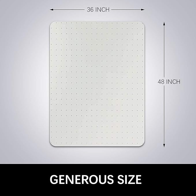 Azadx Clear Office Chair Mat for Low, Standard and No Pile Carpeted Floors, Plastic Computer Desk Chair Mat on Carpet for Easy Rolling, Durable Carpet Protector Mat (36 x 48'' Rectangle)
