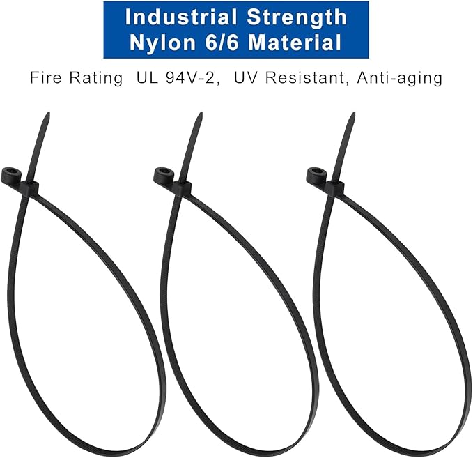 Zip Ties with Screw Hole, 100 Pcs Mountable head Cable Tie Multipurpose Heavy Duty Nylon Zip Tie for Indoor and Outdoor (15.7 inch, 50lbs)