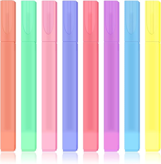 Dacono Aesthetic Cute Pastel Highlighters Set, 8 Pcs Bible Highlighter, Highlighter Assorted Colors, Bible Highlighters and Pens No Bleed, Chisel Tip, Candy Colors, No Bleed Bibles Assorted Colors