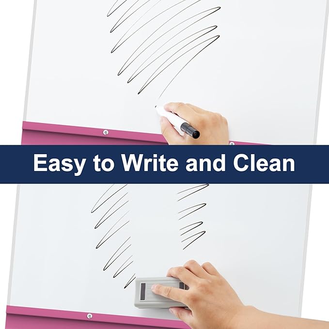 TSJ OFFICE Mobile Whiteboard Magnetic - 40 x 26 Inches Dry Erase Board on Wheel with Stand Flipchart Easel Height Adjustable, Violet