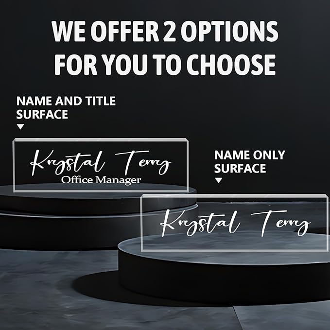Personalized Name Plate for Desks, Custom Desk Name Plates, Acrylic Name Plate Office Desk Accessories, Personalized Office Gifts for Coworkers Teachers, Employee Appreciation Gifts (Engraved)