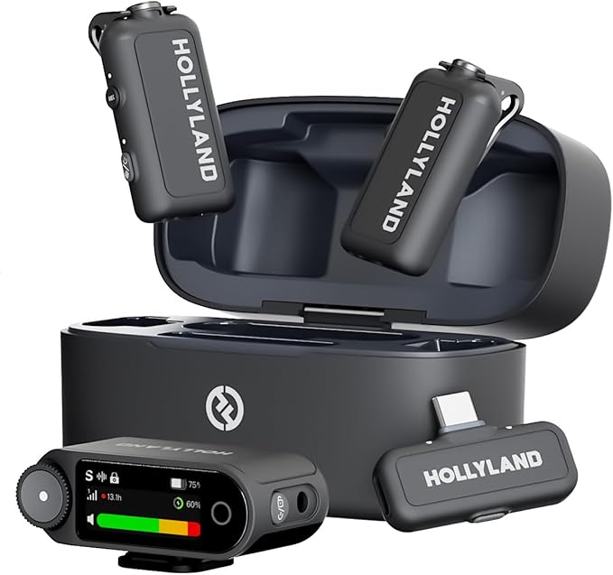 Hollyland Lark MAX 2 Wireless Lavalier Microphone for iPhone/Camera/Android, AI Noise Cancelling, 32-bit Full-Chain Audio, 340m Transmission (Combo, 2TX + 2RX + Charging Case)