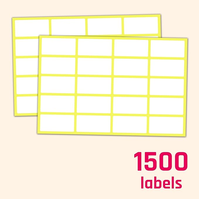 1500 Pack, 1.5" x 0.75" - Blank White Labels Stickers to Write On, Stick On Adhesive Sticky Labels