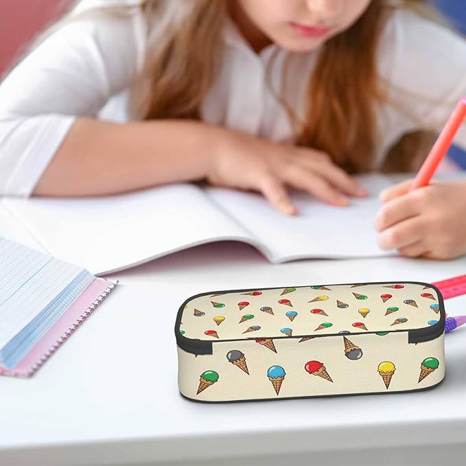 Ice Cream Pencil Case Sweet Dessert Summer Tropical Colorful Pencil Bag Pouch Box Organizer for College School Students Boy Girl