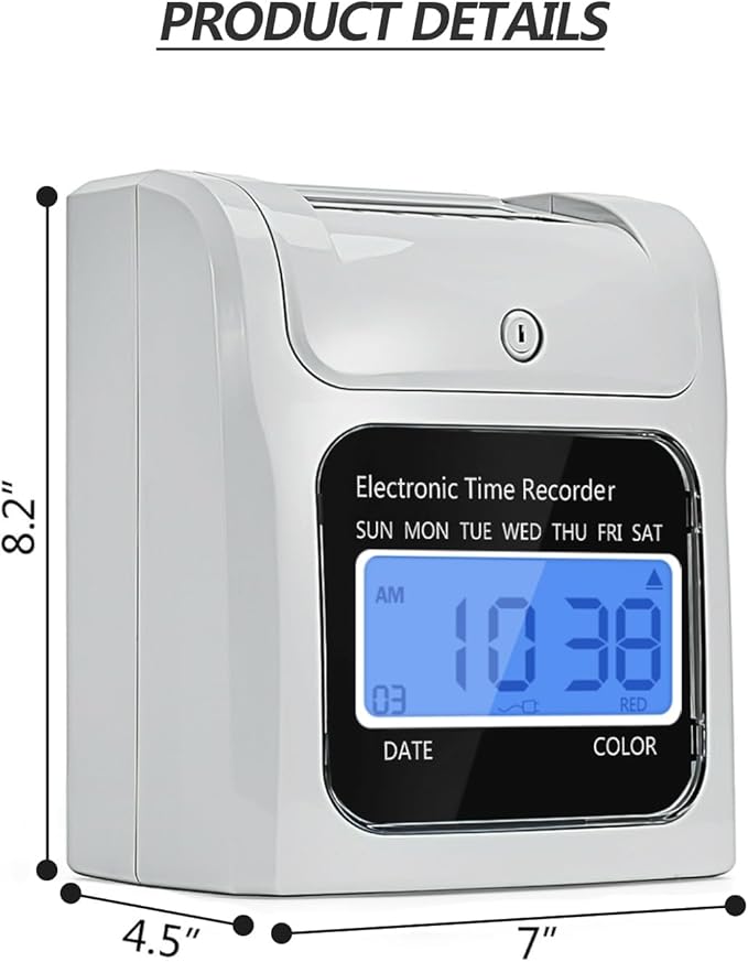 TooCust Time Clock Bundle with 400 Time Cards, 4 Ink Ribbons, 2 Ten-Slot Time Card Racks, & 2 Security Keys, Auto-Align Time Clocks for Employees Small Business