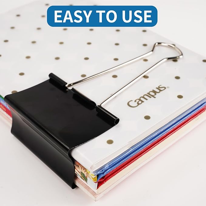 Aumsica Jumbo Binder Clips 3 Inch - Extra Large Binder Clips 16 Pack, Heavy Duty Office Binder Clips for Paper, Documents, School & Office Supplies (16, 3 inch)