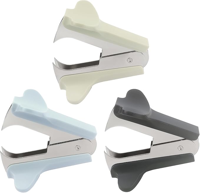 ZZTX 3 Pack Staple Remover Staple Puller Removal Tool for Home, School, Office (Blue, Green, Dark Gray)