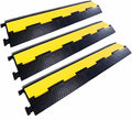 Rubber Cable Ramp Cord Cover Cable Protector Ramps Wire Hose Protective 2 Channel 22000Lbs Load Capacity Traffic Speed Bump for Asphalt Concrete Gravel Driveway Indoor Outdoor, 3 Pack