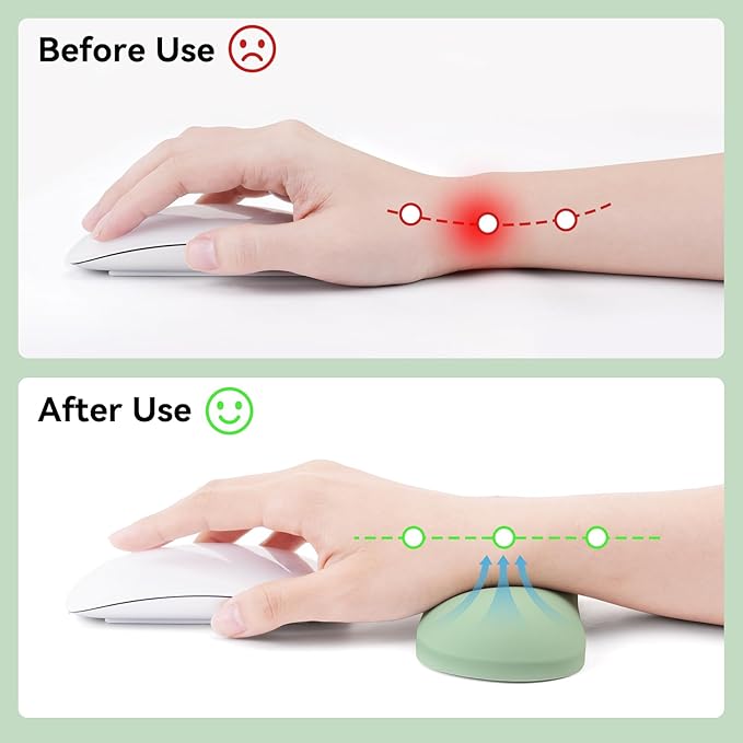 MOSISO Wrist Rest Silicone Ergonomic Air Cushion Mouse Support Pad, Keyboard Mouse Wrist Support for Typing, Gaming Pain Relief Pad Wrist Cushion for Computer, Laptop, Home & Office, Green