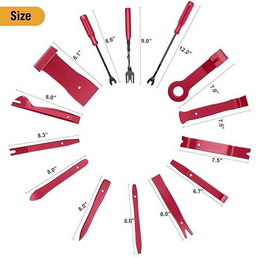 GOOACC 330Pcs Trim Removal Tool, Auto Push Pin Bumper Retainer Clip Set Fastener Terminal Remover Tool Adhesive Cable Clips Pry Kit Car Panel Radio Removal Auto Clip Pliers, Red