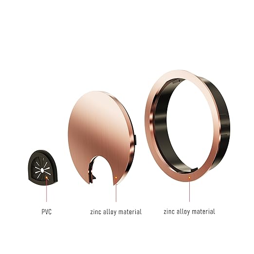 Desk Grommet 2-3/8 Inch 60mm, Zinc Alloy Computer Desk Wire Hole Cover, Office Desktop Cord Cable Hole Metal Ring, Red Bronze