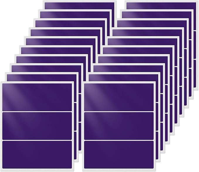 FINDAT Color Coding Stickers Rectangle 4×2 Inch Vinyl Purple Sticker Removable Waterproof Writable File Folder Moving Labels for Boxes Home Office Marking 60 PCS