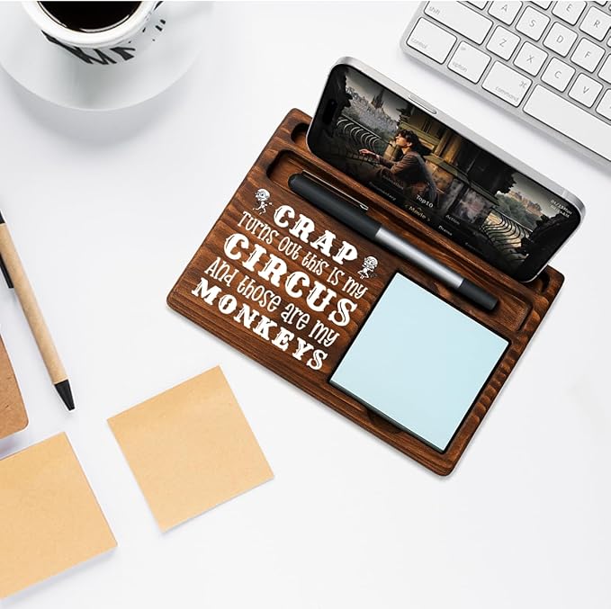 Bosses Day Gifts for Women Men Manager Funny Office Decor for Women Wooden Sticky Note Holder National Boss Day Decorations Gifts for Supervisor Leader Coworker HR Men Manager Office Desk Decor A 03