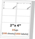 2"x 4" (100 Sheets) Address Labels, Labels Sticker Paper for Laser/Ink Jet Printer, Printable and Writable White Sticker Labels- Matte, 10 per Page Labels (Total 1000 Labels)