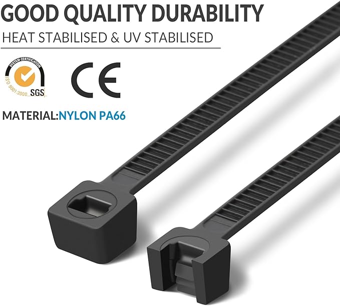 XINGO 18 inch Brown Zip Ties Heavy Duty (100 Pack), Black, 60lb Tensile Strength, UV Resistant Cable Ties for indoor and outdoor use