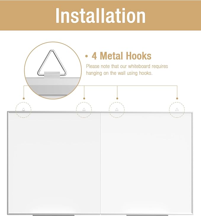60"X 48" Large Magnetic Dry Erase Whiteboard, Wall Hanging Board with 4 Pens & 1 Dry Erasers & 6 Magnets, Sliver Aluminum Frame White