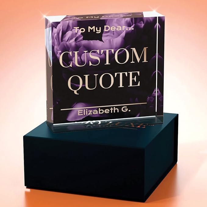 Custom Acrylic Sign Personalized, Custom Desk Name Plate, 18 Styles, (4"x4"), With Gift Box, USA Made by Acryluxe. (Blossom)