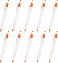 DISCOUNT PROMOS Slim Curvy Ballpoint Pens Set of 10, Bulk Pack - Black Ink, Retractable, Great for Office, School, Tradeshows - Orange
