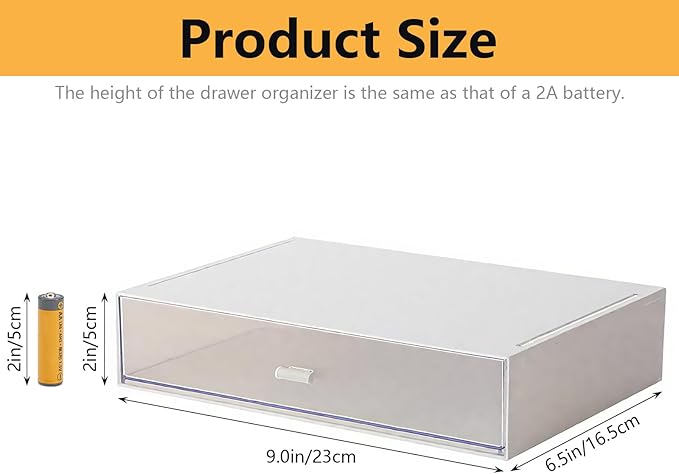Desk Organizer with Drawers Stackable Storage Drawers, Plastic Compact Desk Storage Box Great for Office School Home Small Space- 1drawers (White)