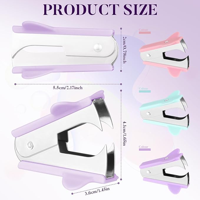 3 PCS Staple Puller Removal Tool,Professional Stapler Puller Staples Removal Tools for School Office Home,Claw Staple Remover(Pink,Blue,Purple)