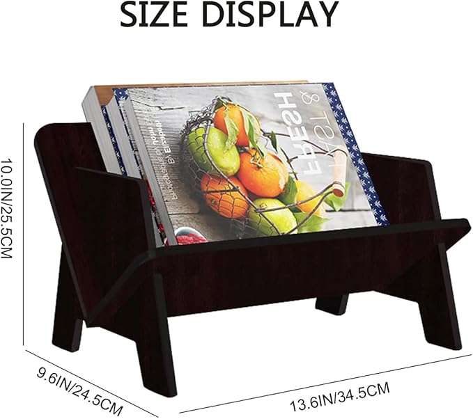 Wood Bookcase in Living Room/Home/Office, Desktop Book Shelf Organizer Bookshelves Storage Rack for CDs/Magazine/Books Display (Black, 13.6")