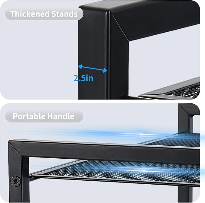 Desktop Shelf Organizer, 3-Tier Office Storage Rack, Adjustable Metal Bookshelf for Top of Desk, Desk Organizer for Office, Home, Dorm and Small Spaces (Black)