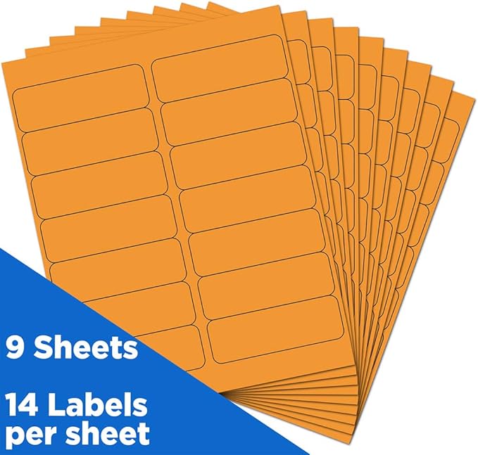 JAM PAPER Shipping Address Labels - Rectangular - 1 1/3 x 4 - Neon Orange - 126/pack
