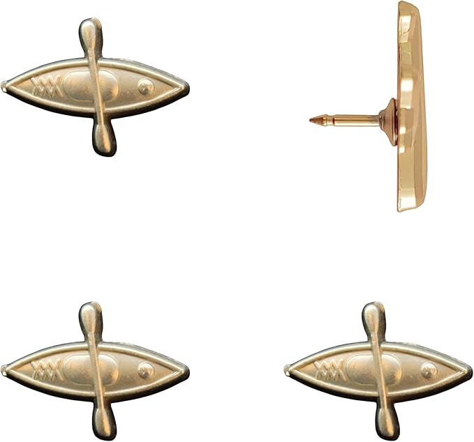 Kayak Push Pins - Gold Kayak Map Pins for Cork Boards, Maps, or Lapel Use - Designed in USA - Set of 4