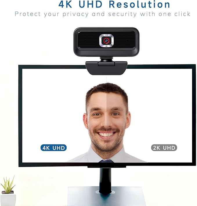 Combess 4K Webcam for PC, Computer Camera for Desktop, USB Webcam with Tripod,2 Noise Reduction Mics, Built-in Privacy Cover, for PC/Zoom/Skype/Team/Laptop/MacBook/Windows