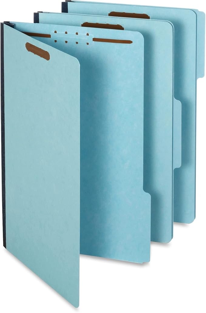 Globe Weis Pendaflex Pressboard Fastener Folders, Legal Size, Light Blue, 1" Expansion, 1/3 Cut, 25/BX (616F21-3BLU)
