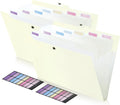 2 Pack Expanding File Folder with 8 Pockets, Accordion File Organizer for Documents, A4/Letter Size Paper File Folder Organizer with Labels, Portable Folders for School Office Supplies, Yellow
