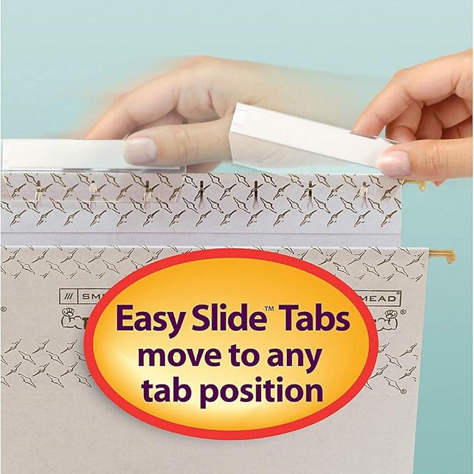 Smead TUFF Extra Capacity Box Bottom Hanging Folder, 2" Expansion, 1/3-Cut Easy Slide Tab, Legal Size, Steel Gray, 18 per Box (64340)