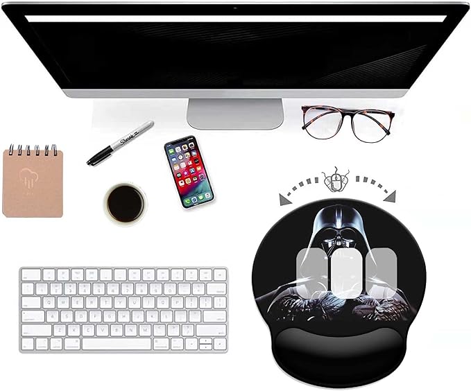 Black Mouse Pad with Wrist Rest,Non-Slip Rubber Base for Comfortable Gaming Mousepad - Ergonomic Mouse Pad with Wrist Support Suitable for Laptop Desktop and Work, Office Desk Accessory