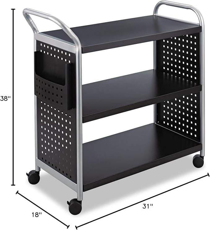 Safco 3-Shelf Scoot Utility Cart, Black